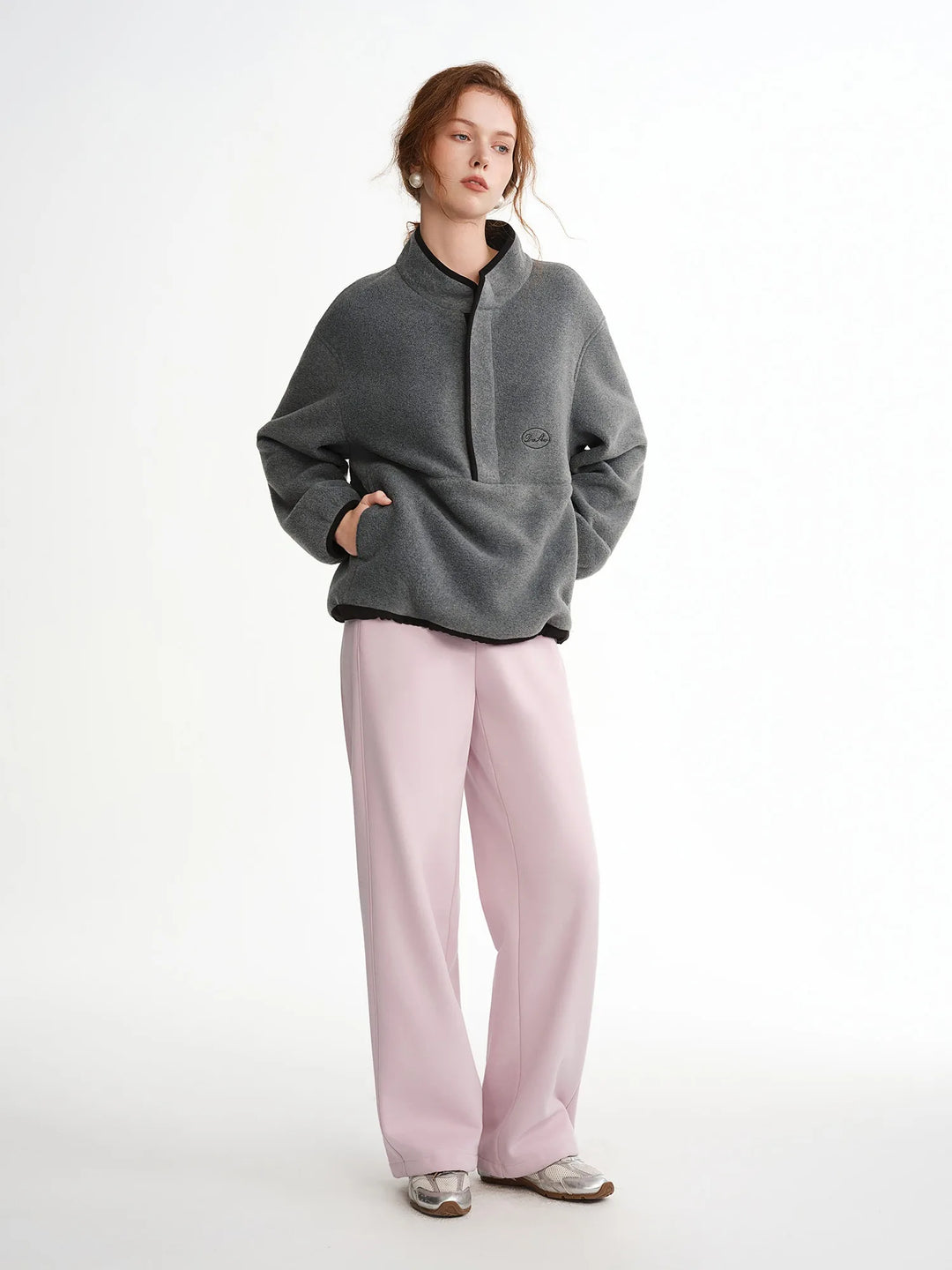 Women's Color Block Fleece Half-Zip Sweatshirt - Winter Casual