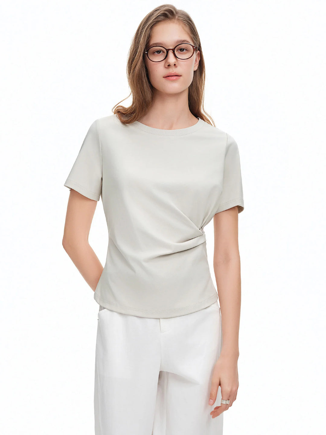 Women's Asymmetrical Cut-out T-Shirt Structured Shoulder Summer Top