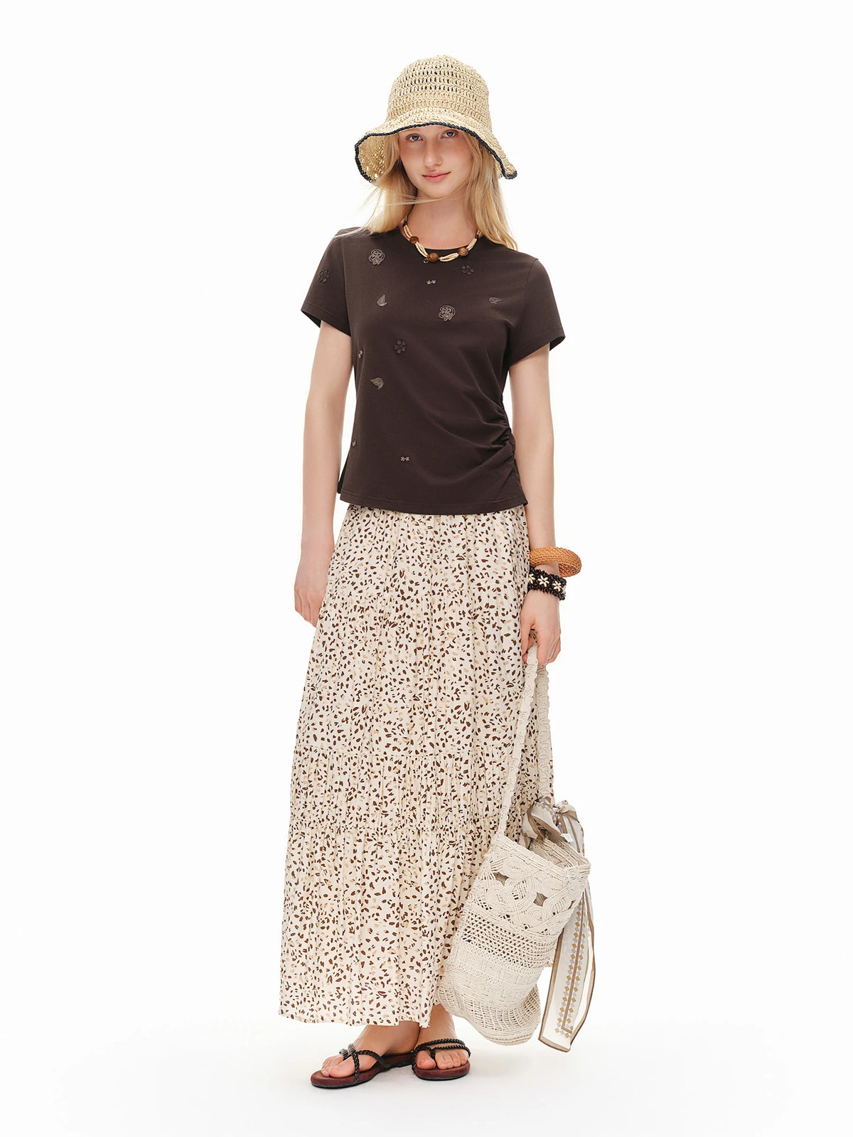 Women's Floral Embroidered Cotton T-Shirt - Slim Fit Casual Top