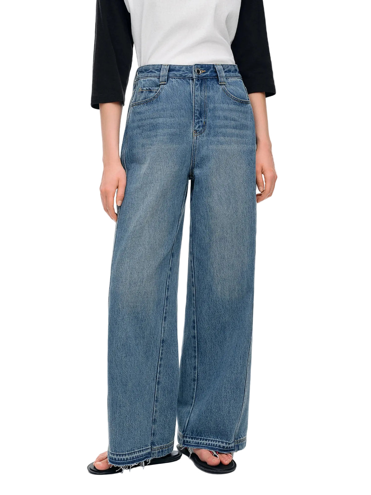 Women's High Waist Wide-Leg Jeans | 100% Cotton Summer Denim