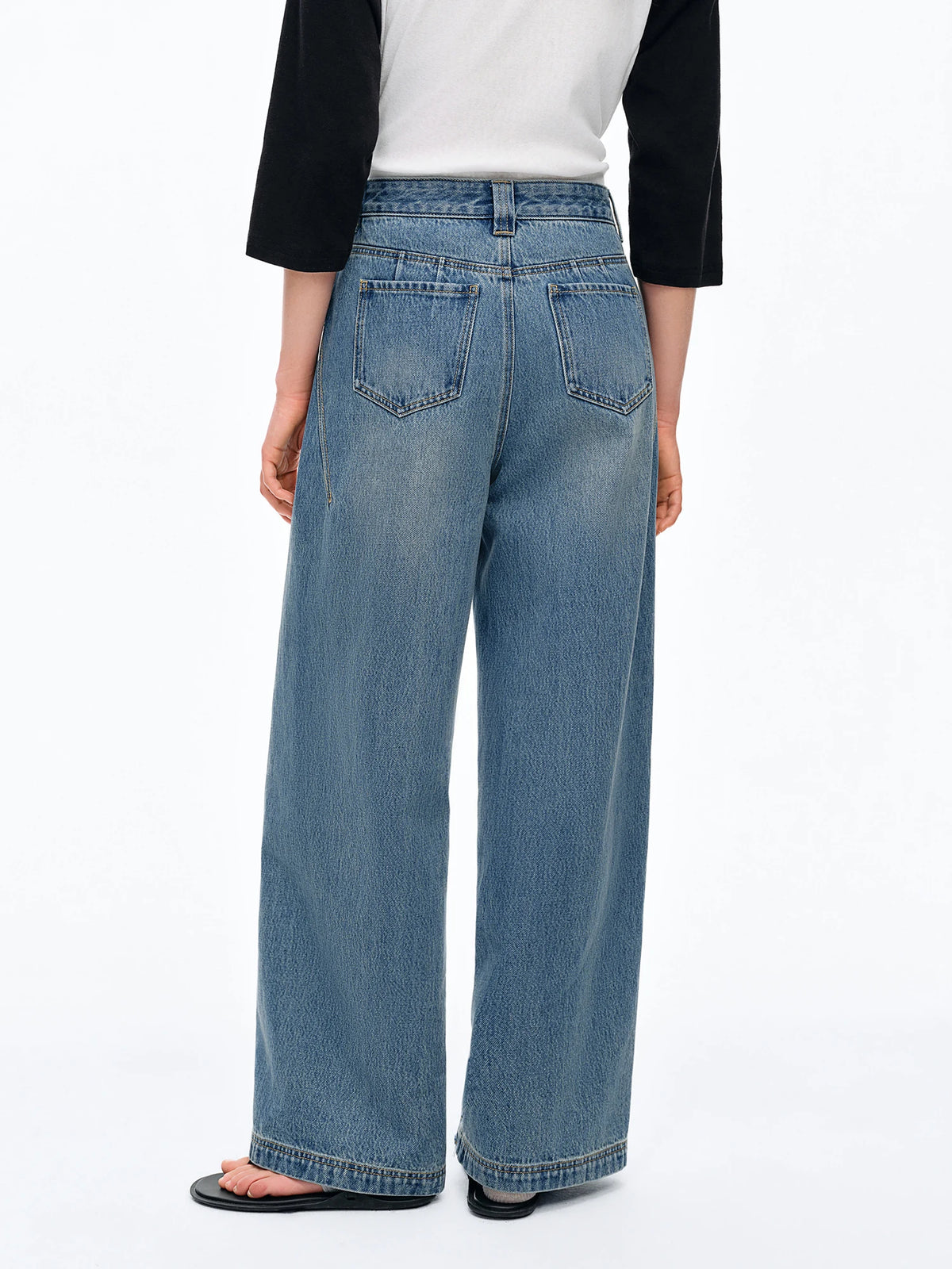 Women's High Waist Wide-Leg Jeans | 100% Cotton Summer Denim