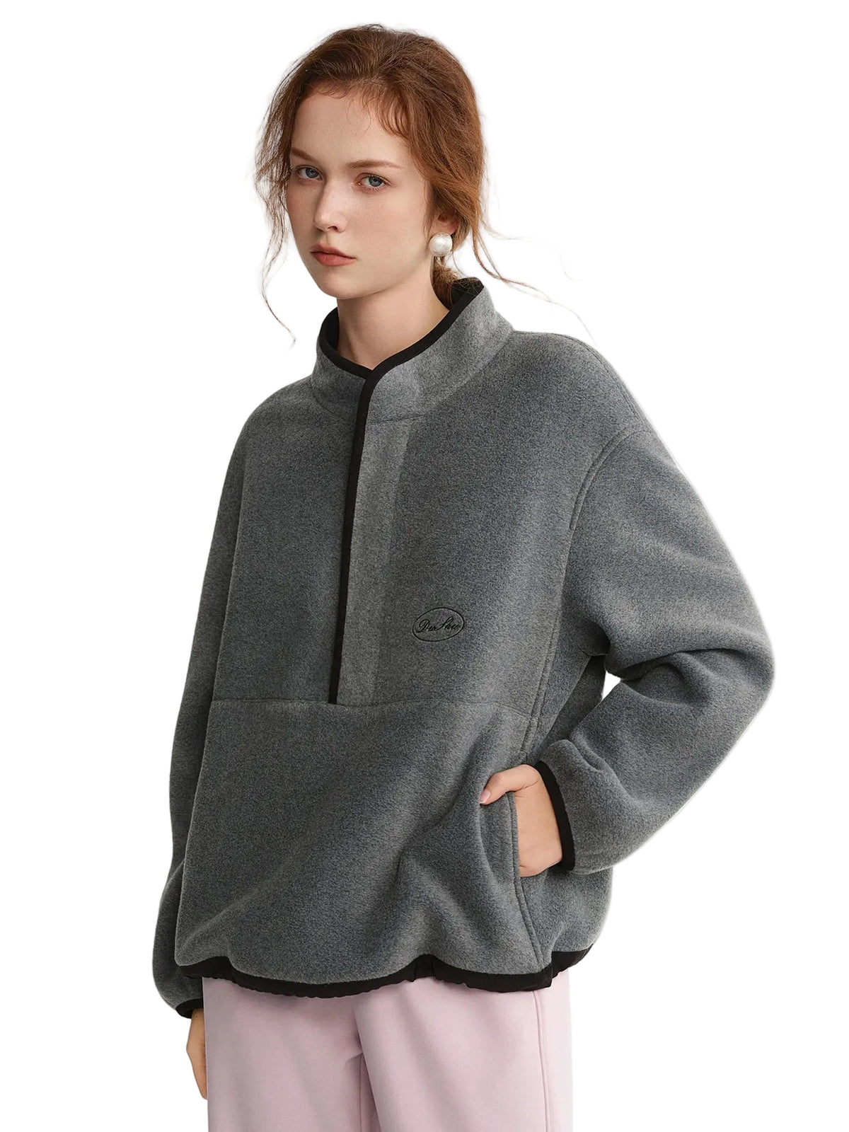 Women's Color Block Fleece Half-Zip Sweatshirt - Winter Casual