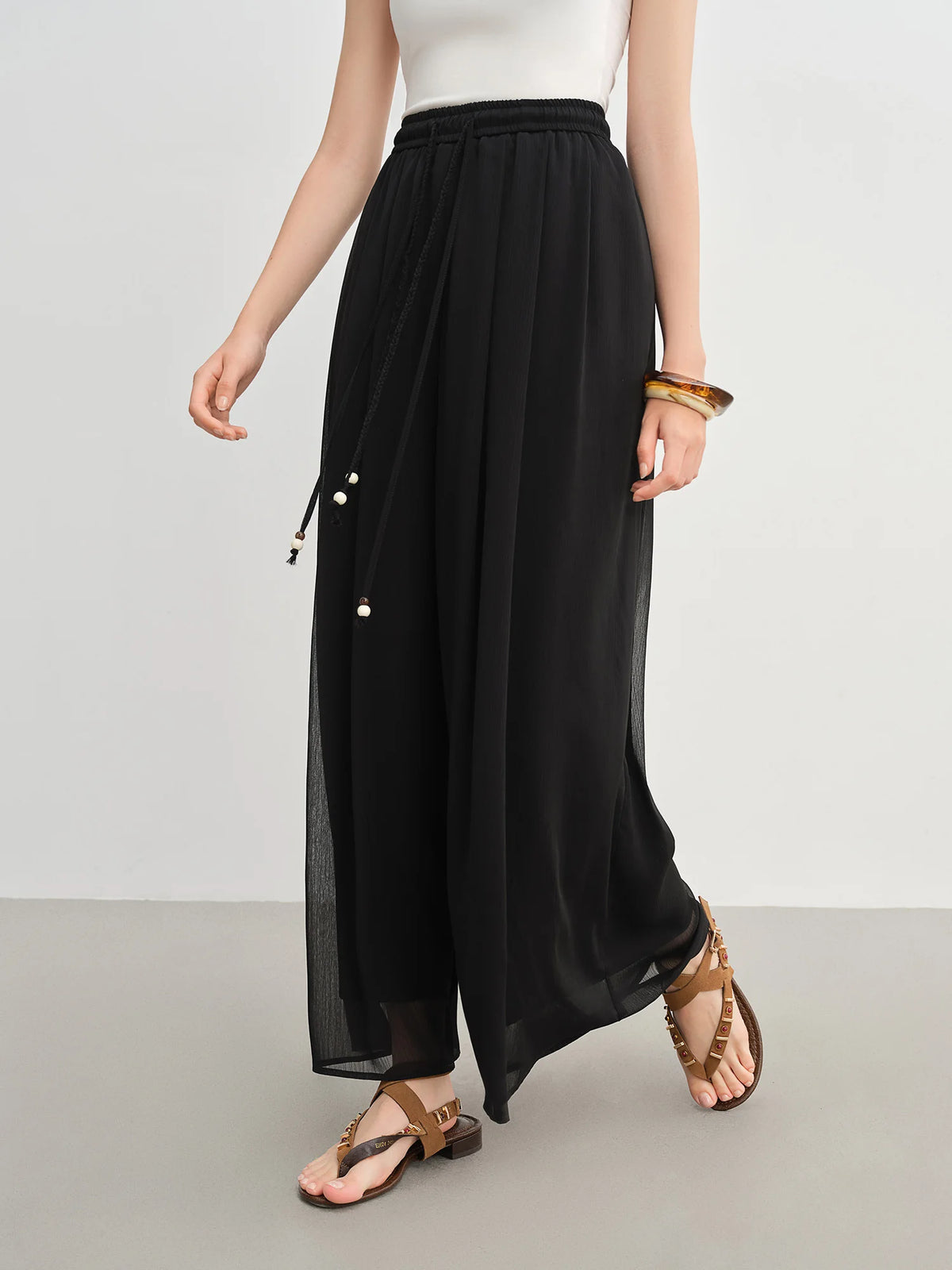 Women's Wide-Leg Skirt Pants - Loose Summer Elastic Waist Trousers