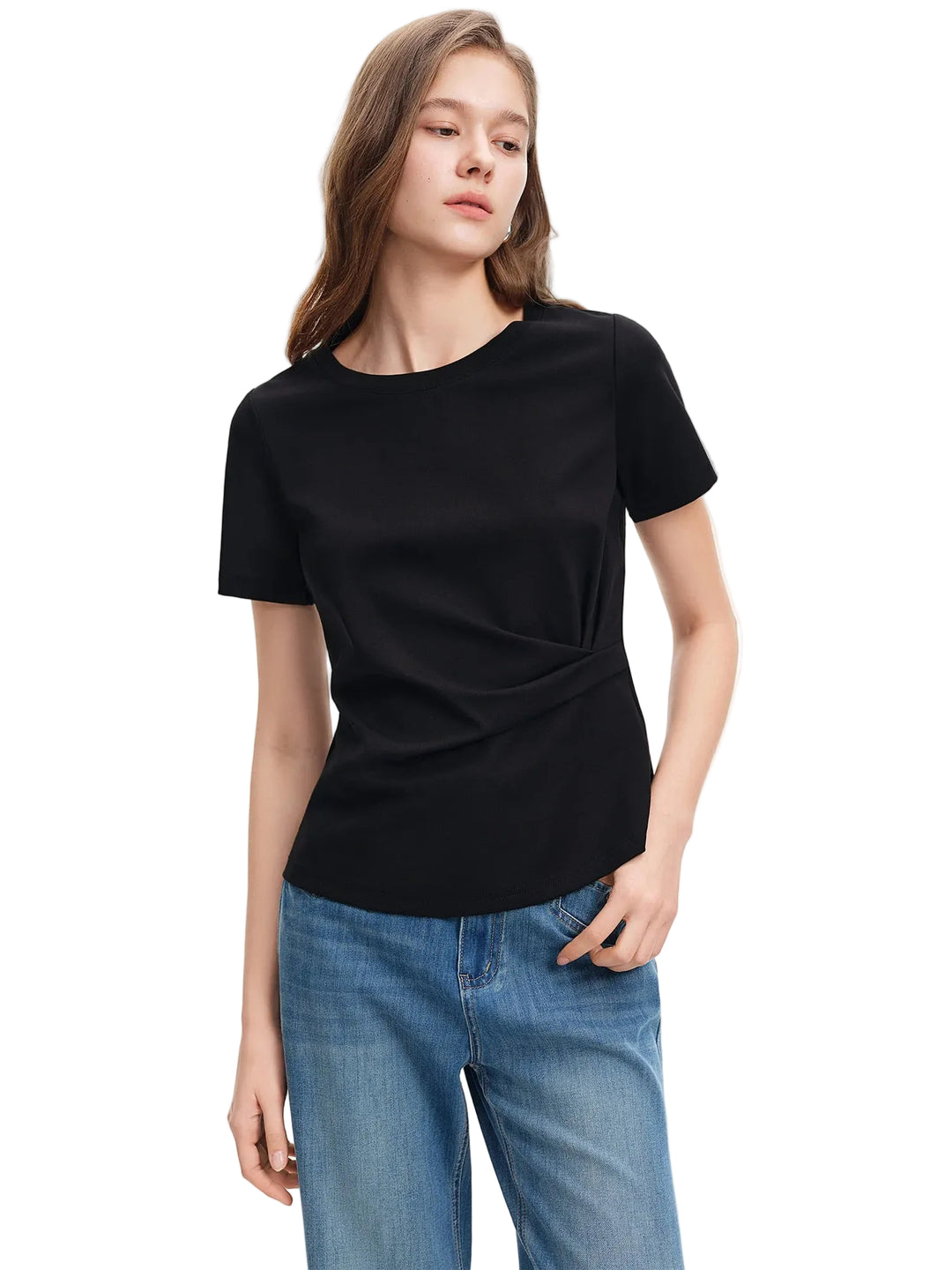 Women's Asymmetrical Cut-out T-Shirt Structured Shoulder Summer Top