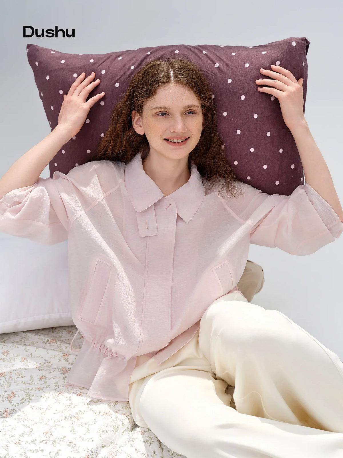 Women's Pink Lyocell Shirt Jacket | Slim Fit Sun Protection Outerwear