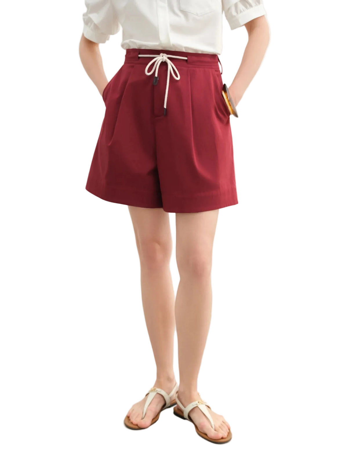 Tencel Cotton Wide-Leg Summer Shorts - Casual Drawstring Pants