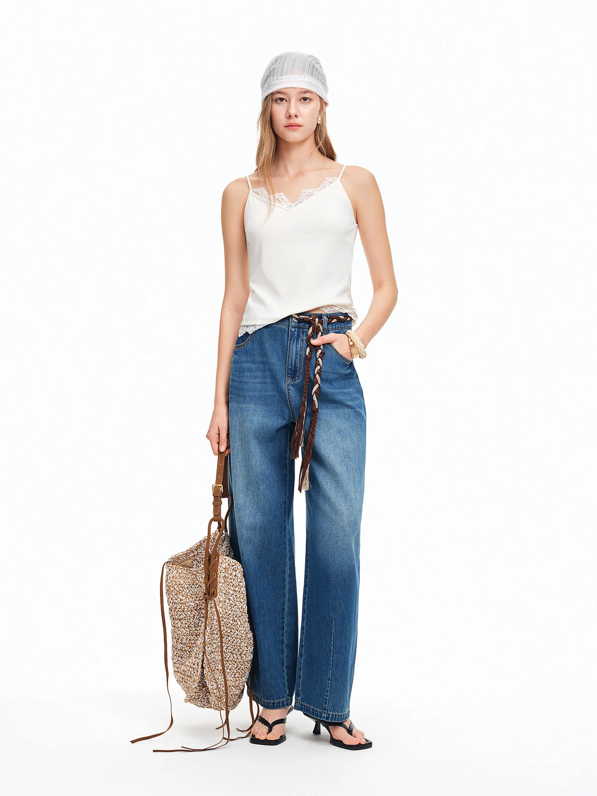 Women's Hemp Blend Barrel Leg Jeans - Relaxed Y2K Horseshoe Pants