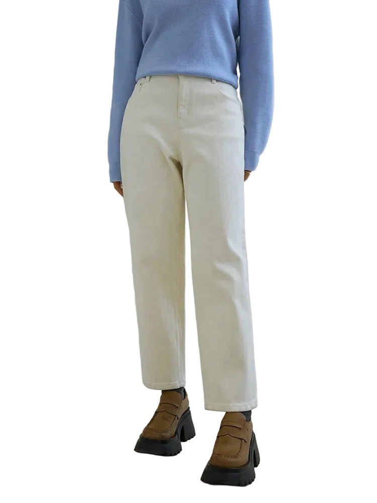 Women's Fleece Lined Tapered Jeans | Cotton Winter Denim Pants