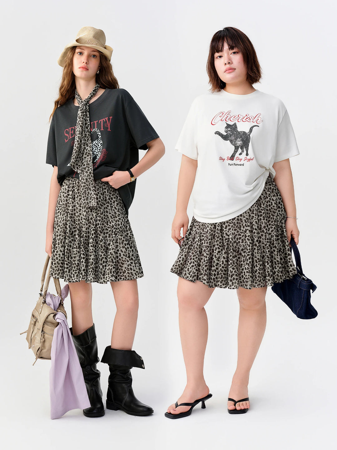 Leopard Print High-Waist Irregular Panel Skirt - Chic Autumn Wear