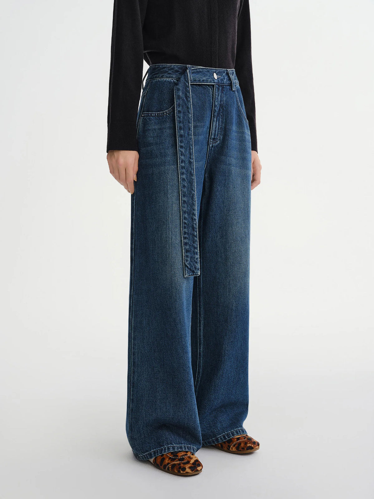 Plus Size Wide Leg Denim Jeans - High Waist Winter Fashion