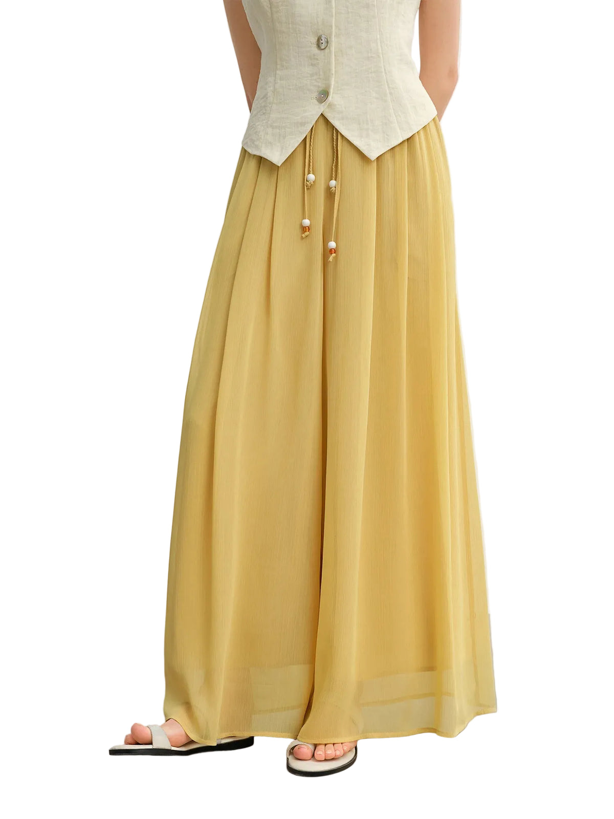 Women's Wide-Leg Skirt Pants - Loose Summer Elastic Waist Trousers