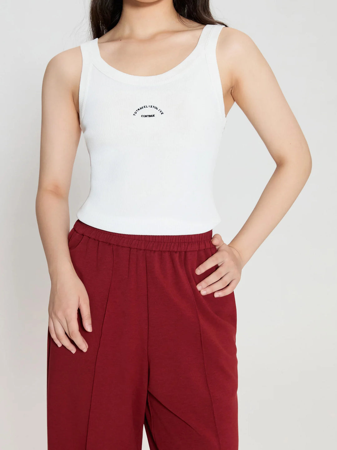 Women's Slim Fit Knitted Vest - U-Neck Embroidered Casual Top